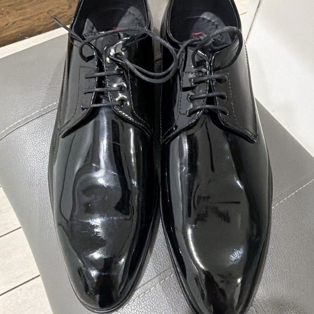 Hugo Boss OXFORD SHOES IN PATENT LEATHER  Mens Style-50305625, Black, Sz 9.5